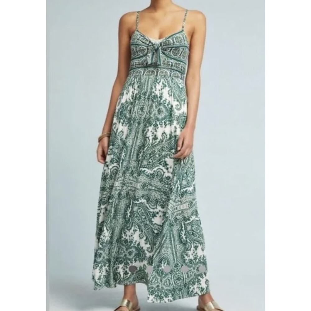 Moulinette Soeurs by Anthropologie Green Paisley Brisbane Maxi Dress